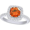 thumbnail image 1 of Gems Jewels 14K White Gold Plated 2.00 Ct Cushion Cut Citrine Christmas Wedding Engagement Thanksgiving Halo Ring 925 Sterling Silver For Women's -5, 1 of 2
