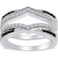 thumbnail image 1 of Gems Jewels 14K White Gold Plated 2.00 Ct Round Cut White Diamond & Black Diamond Enhancer Guard Wrap Ring 925 Sterling Silver For Women's -9.5, 1 of 2