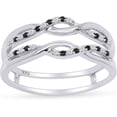 thumbnail image 1 of Gems Jewels 14K White Gold Plated 2.50 Ct Round Cut White Diamond & Black Diamond Enhancer Guard Wrap Ring 925 Sterling Silver For Women's -5, 1 of 4