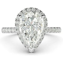 Gems Jewels 14K White Gold Plated 2 Ct Pear Cut Diamond Halo Christmas Wedding Engagement Thanksgiving Ring 925 Sterling Silver For Women's -8