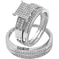 thumbnail image 1 of Gems & Jewels 14K White Gold Plated 4.40 Ct Round Cut White Diamond Engagement Wedding Christmas Thanksgiving Trio Ring Set 925 Sterling Silver For Unisex -7, 1 of 3