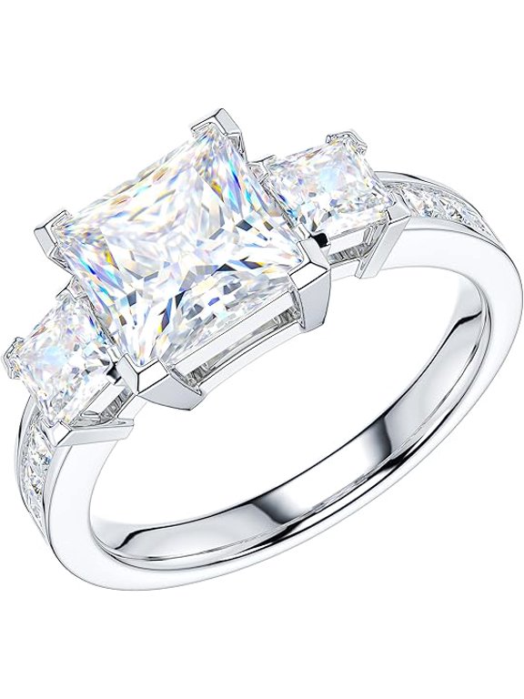 14K White Gold Plated 925 Sterling Silver For Women's 2.19 Ctw Princess Cut White Diamond Engagment Wedding Halo Ring - 9.5