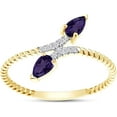 thumbnail image 1 of Gems Jewels 14K Yellow Gold Plated 1.40Ct Pear Cut Amethyst Wedding Engagement Rope Ring 925 Sterling Silver For Women's -5.5, 1 of 4