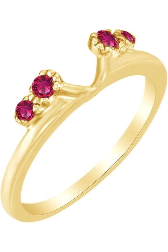 14K Yellow Gold Plated 2.00 Ct Round Cut Pink Ruby Enhancer Guard Wrap Ring 925 Sterling Silver For Women's -10