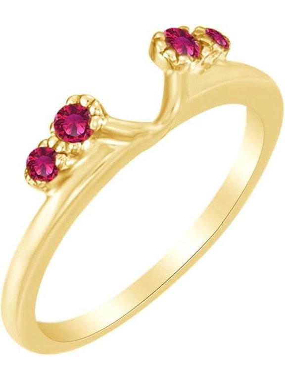 14K Yellow Gold Plated 2.00 Ct Round Cut Pink Ruby Enhancer Guard Wrap Ring 925 Sterling Silver For Women's -4
