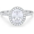 thumbnail image 1 of Gems Jewels 2.00 Ct Oval Cut White Diamond Engagement Wedding ChristmasThanksgiving Halo Ring 14K White Gold Plated 925 Sterling Silver For Women's -5, 1 of 3