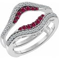 thumbnail image 1 of Gems Jewels 2.00 Ct Round Cut Red Ruby & Diamond Wedding Engagement Enhancer Guard Wrap Ring 925 Sterling Silver 14K White Gold Plated For Women's -4, 1 of 1