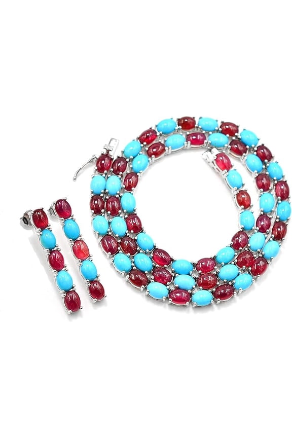 2.00 Ctw Oval Cut Red Ruby Womens Tennis Necklace 14K White Gold Plated 925 Sterling Silver