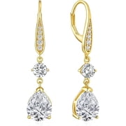 Gems&Jewels 2.00 Ctw Pear Cut Diamond Women Drop Earrings 14K Yellow Gold Finish