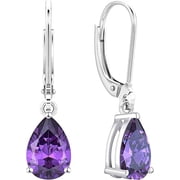 Gems&Jewels 2.00 Ctw Pear Cut Purple Amethyst Women Drop & Dangle Earrings 14K White Gold Finish