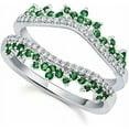 thumbnail image 1 of Gems Jewels 2.00 Ctw Round Cut Green Emerald Engagement Enhancer Guard Wrap Ring 14K White Gold Plated 925 Sterling Silver 925 Sterling Silver -6, 1 of 5
