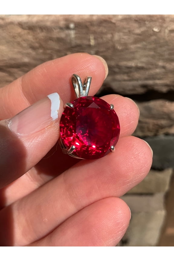 2.00 Ctw Round Cut Red Ruby Womens Pendant 14K White Gold Plated 925 Sterling Silver