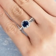 thumbnail image 1 of Gems Jewels 2.00 Ctw Round Cut Sapphire & Diamond Wedding Anniversary Engagement Bridal Set Ring 14K White Gold Plated 925 Sterling Silver 925 Sterling Silver -9, 1 of 5