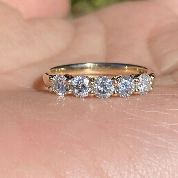 Gems Jewels 2.10 Ct Round Cut Diamond Womens Wedding Band Bridal Ring 14K Yellow Gold Plated 925 Sterling Silver -4