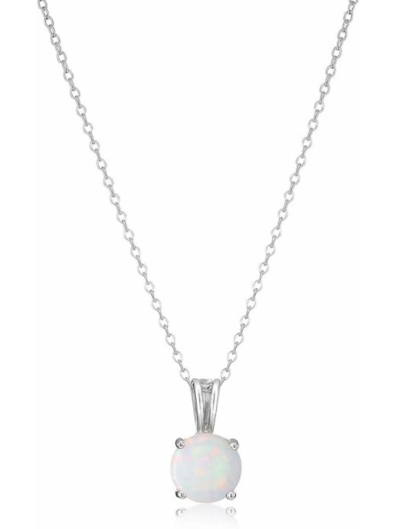 2.20 Ctw Round Cut Fire Opal Womens Pendant With Chain 14K White Gold Plated 925 Sterling Silver