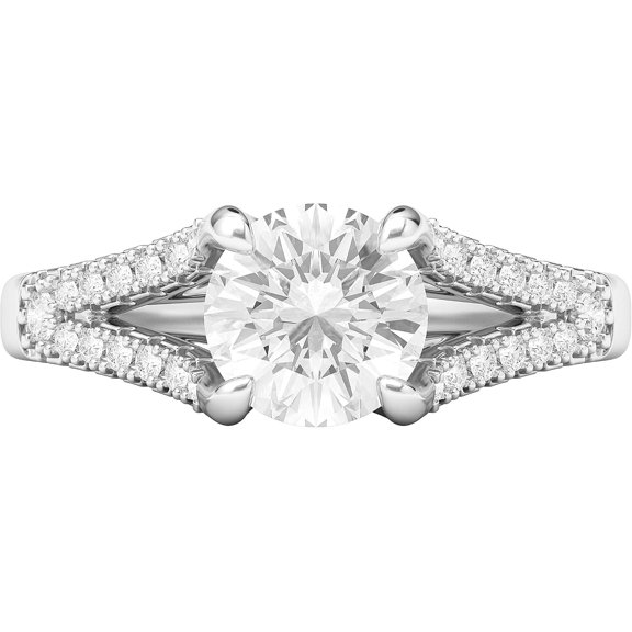 Gems Jewels 2.22 Ctw Round Cut White Diamond Engagment Wedding Halo Ring 14K White Gold Plated 925 Sterling Silver 925 Sterling Silver For Women's - 7.5