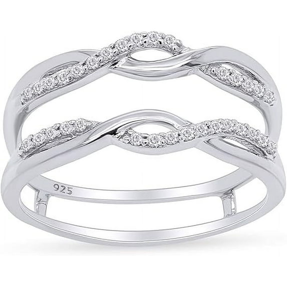 Gems Jewels 2.28 Ct Round Cut White Diamond Engagement Christmas Thanksgiving Wrap Guard Enhancer Ring 14K White Gold Plated 925 Sterling Silver For Women's -6