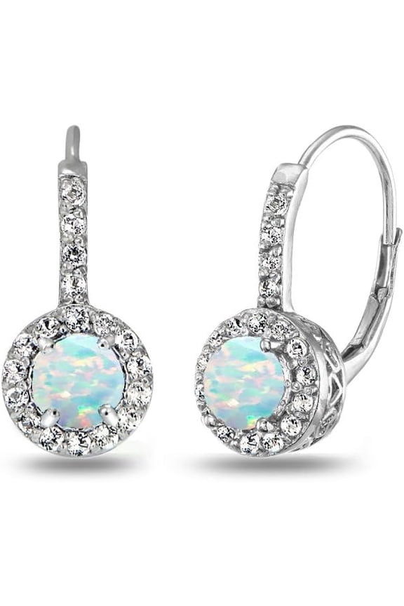 2.35Ct Round Cut Opal Lever Back Drop Earring's 14K White Gold Plated 925 Sterling Silver For Women's