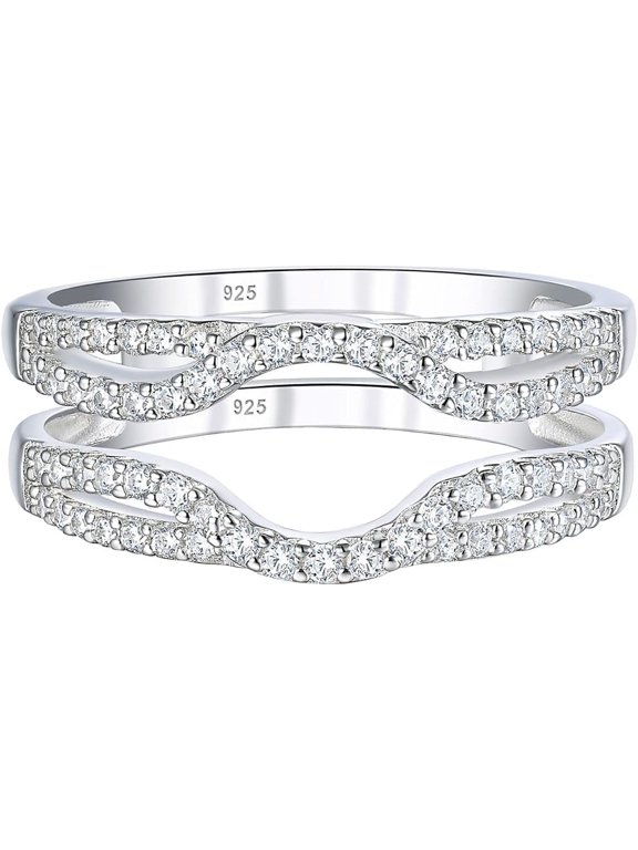 2.50 Ct Round Cut Diamond Infinity Wedding Engagement Enhancer Guard Wrap Ring 925 Sterling Silver 14K White Gold Plated For Women's -6.5