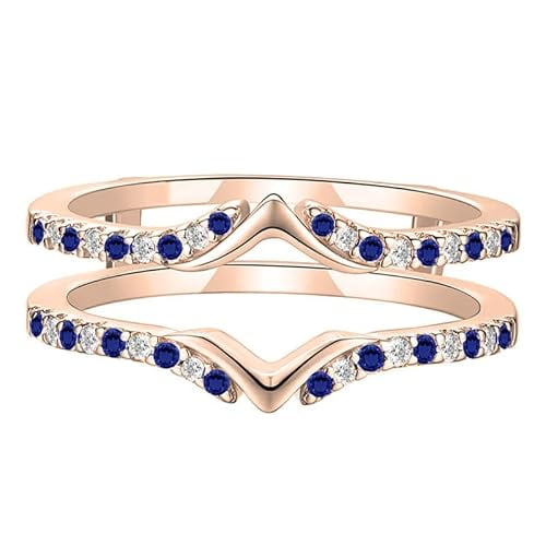 Gems Jewels 2.90 Ct Round Cut Sapphire Wedding Engagement Wrap Ring 14K Rose Gold Plated 925 Sterling Silver For Women's -6.5