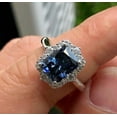 thumbnail image 1 of Gems Jewels 2.90 Ctw Emerald Cut Blue Sapphire & Diamond Wedding Anniversary Engagement Halo Ring 14K White Gold Plated 925 Sterling Silver 925 Sterling Silver -4, 1 of 4