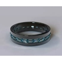 Gems Jewels 2 Ct Emerald Cut London Blue Topaz Wedding Engagement Ring 14K Black Gold Plated 925 Sterling Silver For Men's -7.5