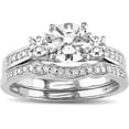 thumbnail image 1 of Gems Jewels 3.00 Ct Round Cut White Diamond Engagement Wedding Thanksgiving Christmas Bridal Ring Set 14K White Gold Plated 925 Sterling Silver For Women's -7.5, 1 of 2