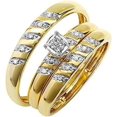 thumbnail image 1 of Gems & Jewels 3.00 Ct Round Cut White Diamond Engagement Wedding Thanksgiving Christmas Trio Ring Set 14K Yellow Gold Plated 925 Sterling Silver For Unisex -7, 1 of 2