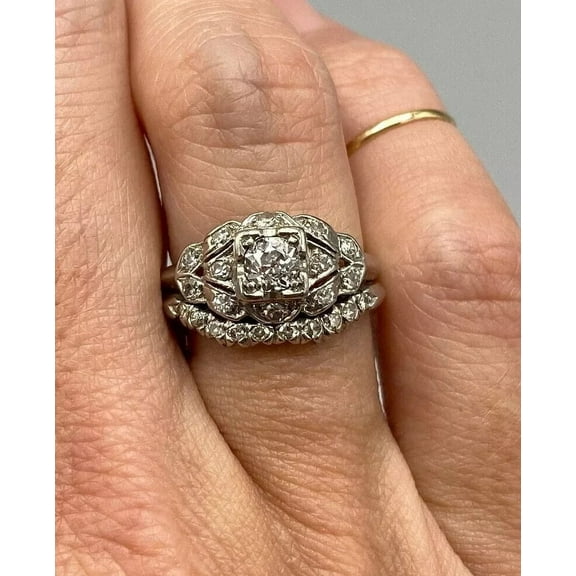 Gems Jewels 3.10 Ctw Round Cut Diamond Wedding Anniversary Wedding Ring Bridal Set Band Ring 14K White Gold Plated 925 Sterling Silver 925 Sterling Silver -4.5