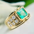 thumbnail image 1 of Gems Jewels 4.00 Ctw Asscher Cut Emerald & Diamond Wedding Anniversary Engagement Band Mens Ring 14K Yellow Gold Plated 925 Sterling Silver 925 Sterling Silver -8.5, 1 of 3