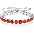 thumbnail image 1 of Gems&Jewels 5.00 Ctw Round Cut Red Garnet Womens Bolo Bracelet 14K White Gold Plated, 1 of 2