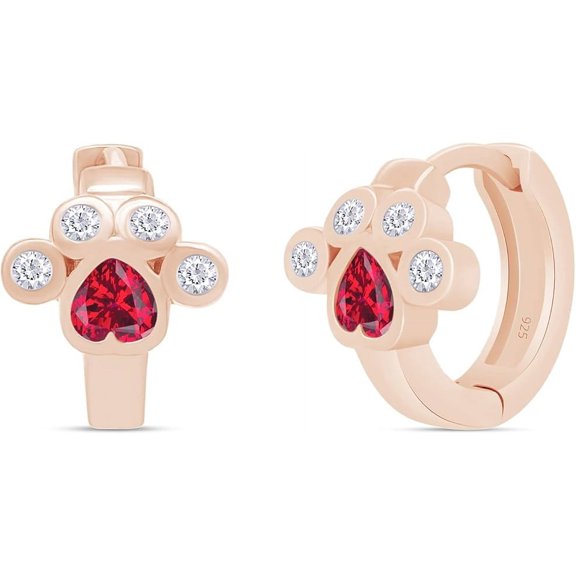Gems Jewels 925 Sterling Silver 1.00 Ct Heart Cut Ruby Clip on Stud Earring's 14K Rose Gold Plated For Women's
