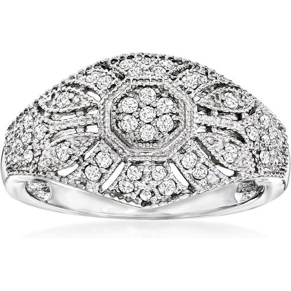 Gems Jewels 925 Sterling Silver 1.55 Ct Round Cut White Diamond Wedding Engagement Cluster Ring 14K White Gold Plated For Women's -10