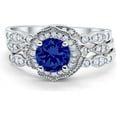 thumbnail image 1 of Gems Jewels 925 Sterling Silver 2.45 Ct Round Cut Blue Sapphire Wedding Engagement Thanksgiving Christmas Bridal Ring Set 14K White Gold Plated For Women's -10, 1 of 3