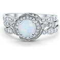 thumbnail image 1 of Gems Jewels 925 Sterling Silver 2.45 Ct Round Cut Fire Opal Wedding Engagement Thanksgiving Christmas Bridal Ring Set 14K White Gold Plated For Women's -4, 1 of 3