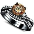 thumbnail image 1 of Gems Jewels 925 Sterling Silver 2.55 Ct Round Cut Brown Diamond Engagement Wedding Thanksgiving Christmas Bridal Ring Set 14K Black Gold Plated For Women's -8.5, 1 of 3