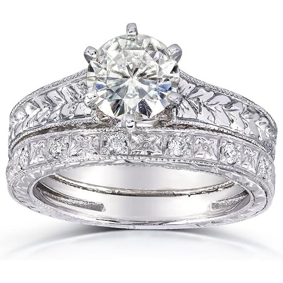 Gems Jewels 925 Sterling Silver 2.57 Ct Round Cut White Diamond Wedding Engagement Thanksgiving Christmas Bridal Ring Set 14K White Gold Plated For Women's -9.5