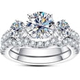 thumbnail image 1 of Gems Jewels 925 Sterling Silver 2.72 Ct Round Cut White Diamond Engagement Wedding Thanksgiving Christmas Bridal Ring Set 14K White Gold Plated For Women's -4, 1 of 3