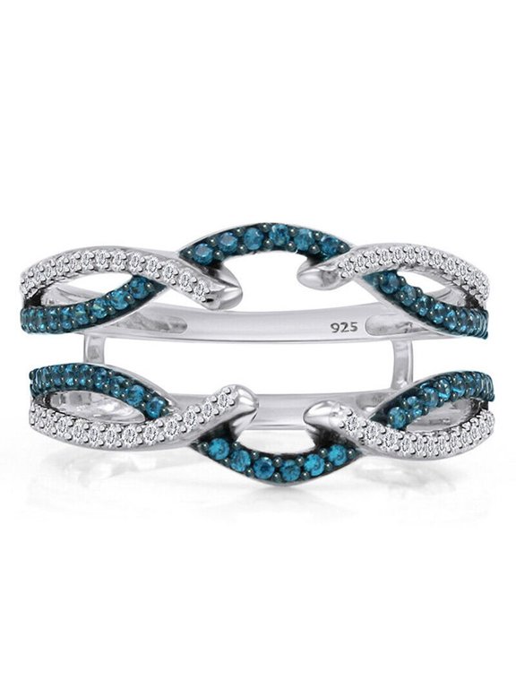 Infinity Ring Enhancer Guard for Women, 925 Sterling Silver, London Blue Topaz-4.5