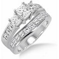 thumbnail image 1 of Gems Jewels Women's 2.91 Ct Princess Cut White Diamond Wedding Engagement Thanksgiving Christmas Bridal Ring Set 14K White Gold Plated 925 Sterling Silver -4.5, 1 of 3