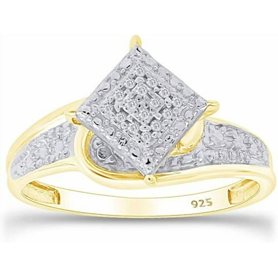 Gems Jewels Women's 925 Sterling Silver 1.82 Ctw Round Cut White Diamond Wedding Engagement Anniversary Halo Ring 14K Yellow Gold Plated -10