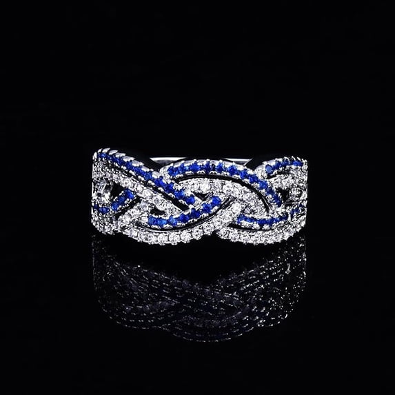 Gems JewelsBlue Sapphire Infinity Wedding Band Ring for Women, White ...