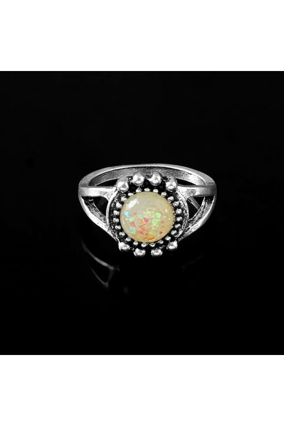 Exclusive Ethiopian Opal Halo Statement Ring 925 Sterling Silver Jewelry