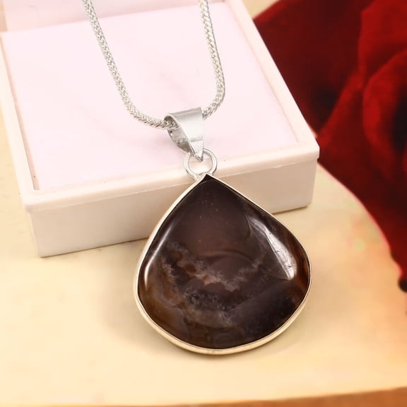 Gems N Jewels Handmade Agate Gemstone Pendant 925 Sterling Silver Jewelry For Men/Women
