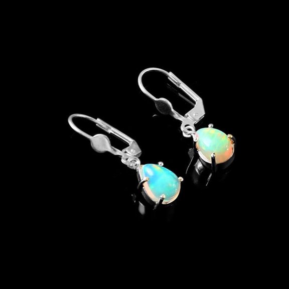 Gems N Jewels Natural Ethiopian Opal Clip On Earring Silver Jewelry For Women