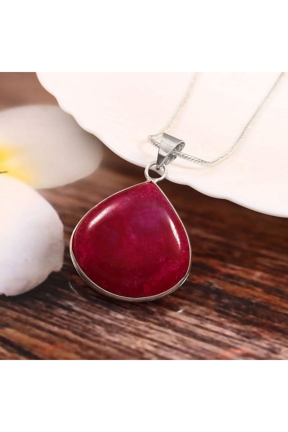 Pear Red Agate Gemstone Pendant 925 Sterling Silver Jewelry For Men/Women
