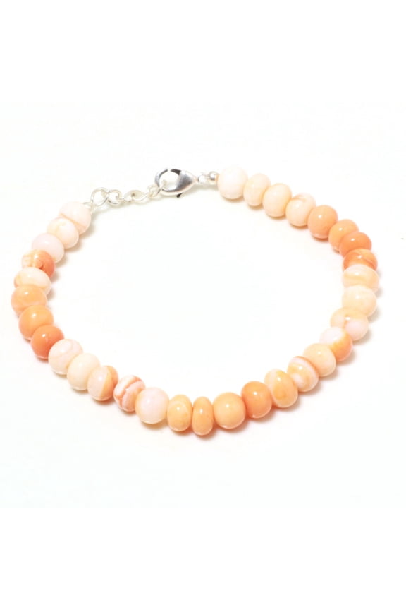 Natural Opal Bracelet for Women & Men | 925 Sterling Silver Adjustable Handmade Gemstone Jewelry | Healing Crystal Chakra Bracelet | Gift for Birthday Anniversary Meditation. | Pink