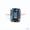 thumbnail image 1 of Gems Vibes Color Changing Alexandrite Ring 925 Sterling Silver Ring For Women Wedding Ring June Birthstone Ring Gift For Her Emerald Cut Alexandrite Ring, 1 of 2