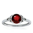 thumbnail image 1 of GemsNY July Birthstone - Celtic Prong Set Round Ruby Ring with Prong Set Diamonds For Women (Grade - AAA | 0.79cttw), 1 of 4