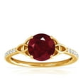 thumbnail image 1 of GemsNY July Birthstone - Celtic Prong Set Round Ruby Ring with Prong Set Diamonds (Grade - AA | 1.19cttw), 1 of 4